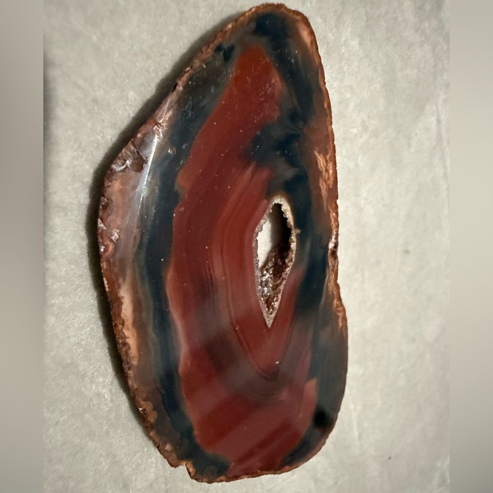 Polished Agate Slice – Natural Crystal Geode with Red & Black Bands - Picture 12 of 17